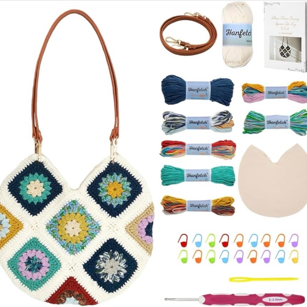 NWT BLOOM FLOWER GRANNY SQUARE TOTE BAG